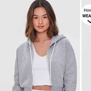 Gray Forever 21 small, cropped Zip Up Hoodie!